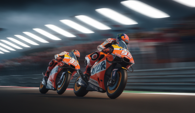 Scène saisissante de MotoGP illustrant les émotions et performances de Quartararo et Marquez