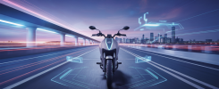 Motocyclette futuriste avec technologies avancées