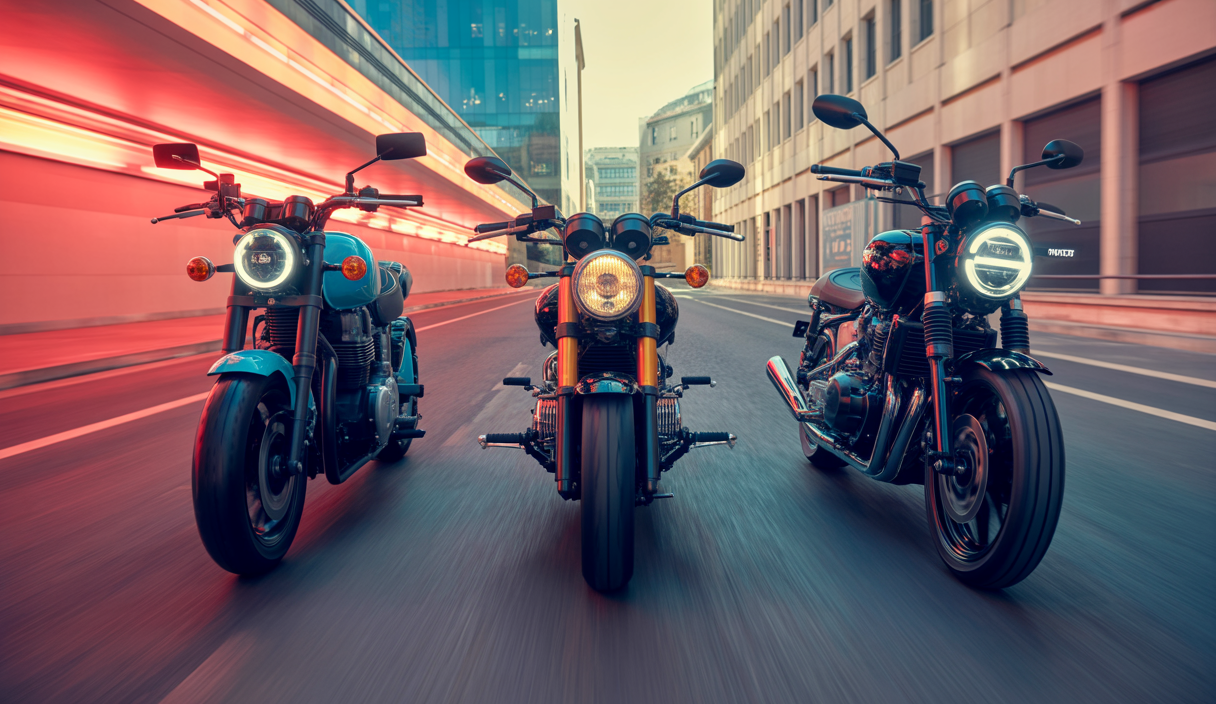 Comparatif visuel des roadsters CFMoto 675NK, Honda Hornet 750 et Yamaha MT-07