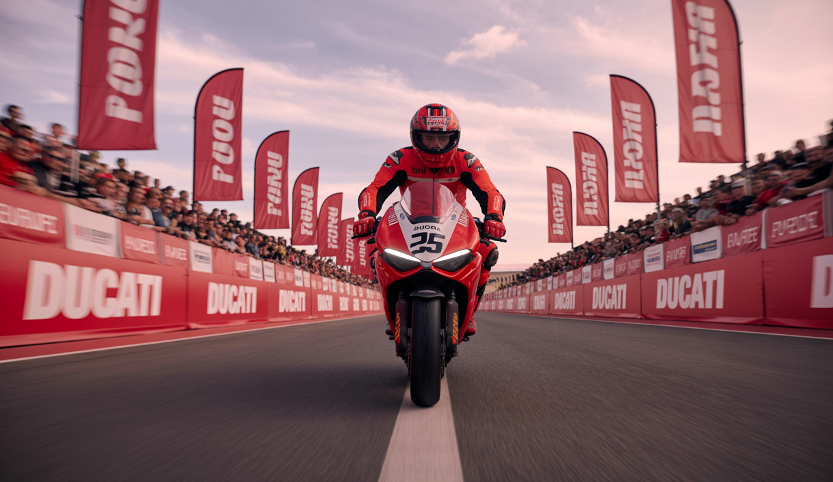Nicolo Bulega sur sa Ducati en pleine course World Superbike 2025