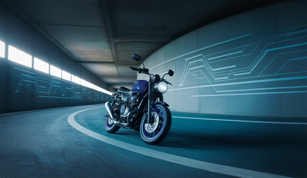 Illustration détaillée de la Yamaha XSR900 2025 mettant en avant les technologies de sécurité modernes.