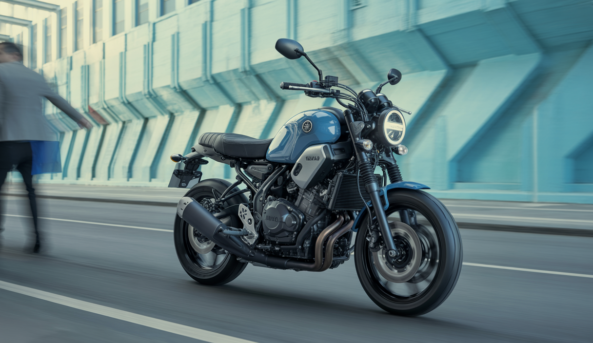 Motocyclette moderne Yamaha XSR900 2025 avec système de transmission avancé