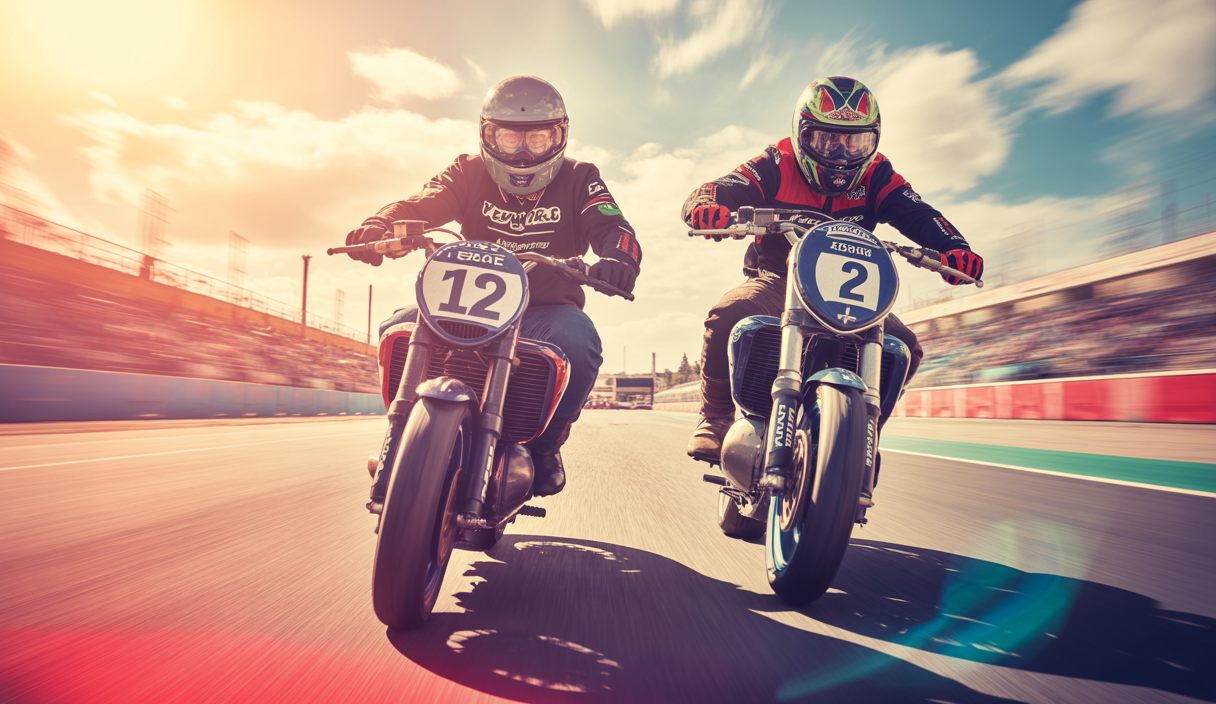 Deux motos se disputent la victoire avec un faible écart