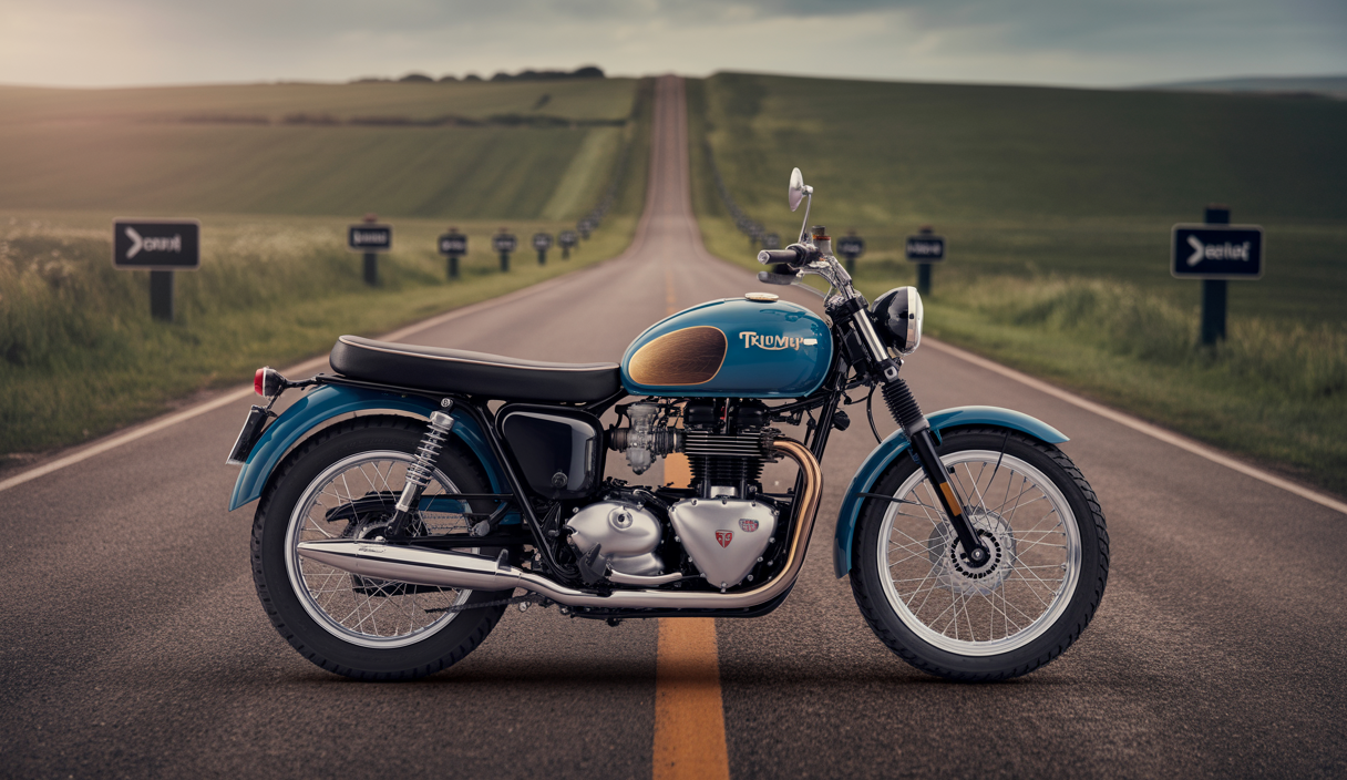 Une Triumph T120 Bonneville illustrée avec des couleurs vives